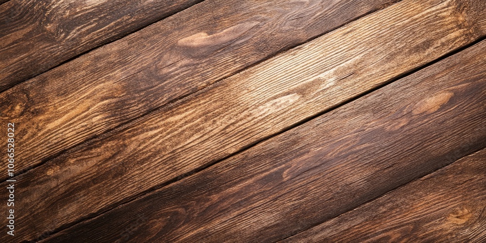 Poster a brown wooden backdrop presented from a diagonal angle, providing ample space for text or additiona
