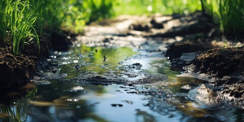 Fototapeta premium A self assured environmental scientist is actively researching the issue of water pollution, focusing on its causes and effects to better understand and address the problem.
