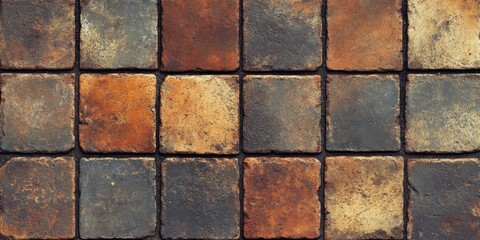 Naklejka premium A vintage grunge texture background features a unique abstract design of brown and orange bricks, incorporating ample empty space for versatility.