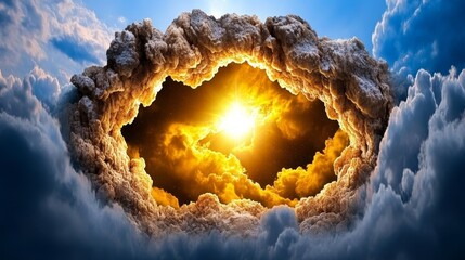 Obraz premium Dramatic Golden Sunset Sky Through Cloud Arch