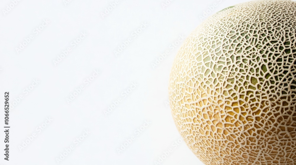 Poster fresh vegetable cantaloupe displayed with a pure white background, highlighting the vibrant color an