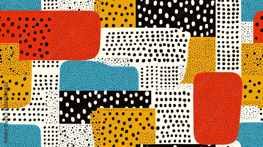 Poster abstract pattern of colorful squiggles and dots