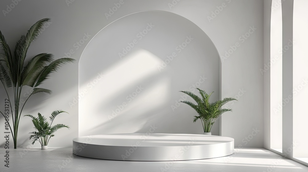 Poster elevate your success with a minimalist 3d podium against a simple backdrop, creating a perfect space