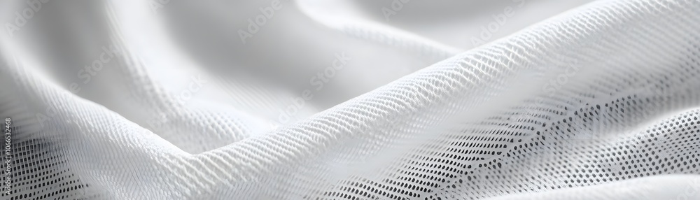 Poster white fabric with a dotted pattern and soft drapes