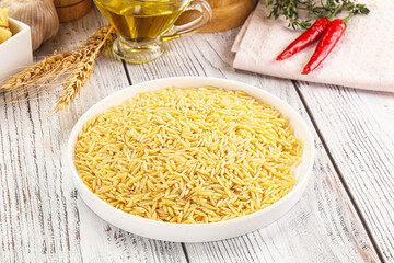 Italian raw dry pasta risoni