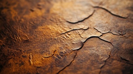 Fototapeta premium A detailed close-up of a vintage leather surface captures the textured charm of aged leather, highlighting its rustic elegance with ample copy space for design elements.