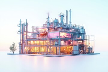 Obraz premium Innovative industrial facility showcases modern architecture and advanced manufacturing techniques