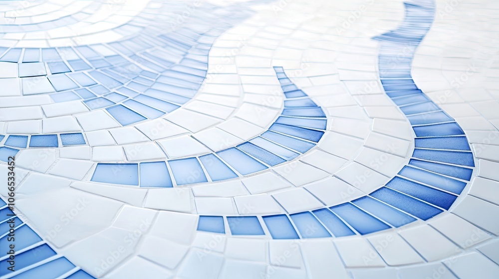 Poster elegant white and blue mosaic tile background creates a stylish atmosphere, perfect for diverse desi