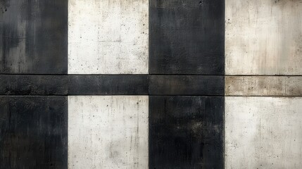 Abstract Black and White Checkered Concrete Wall Texture for Modern Architectural and Artistic Backgrounds