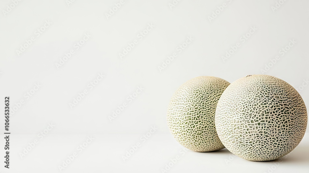 Poster fresh vegetable cantaloupe displayed with a pure white background, highlighting the vibrant color an