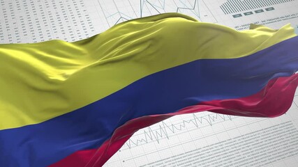 Colombia flag - Waving flag on report analytics data statement - Powered by Adobe