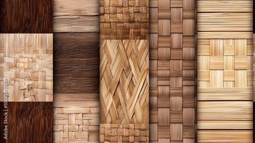 Poster bamboo weave seamless patterns for design projects