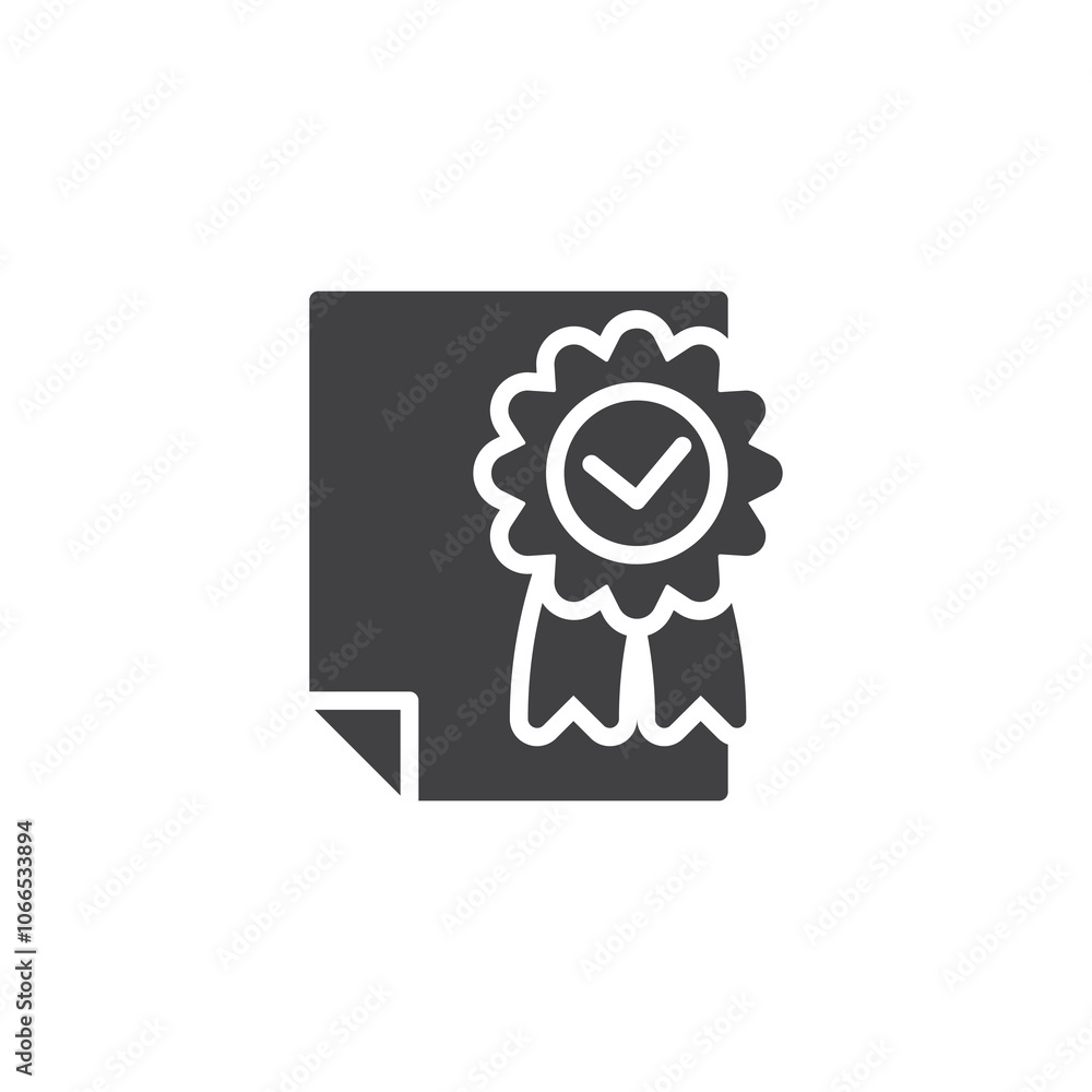 Poster document and badge with check mark vector icon