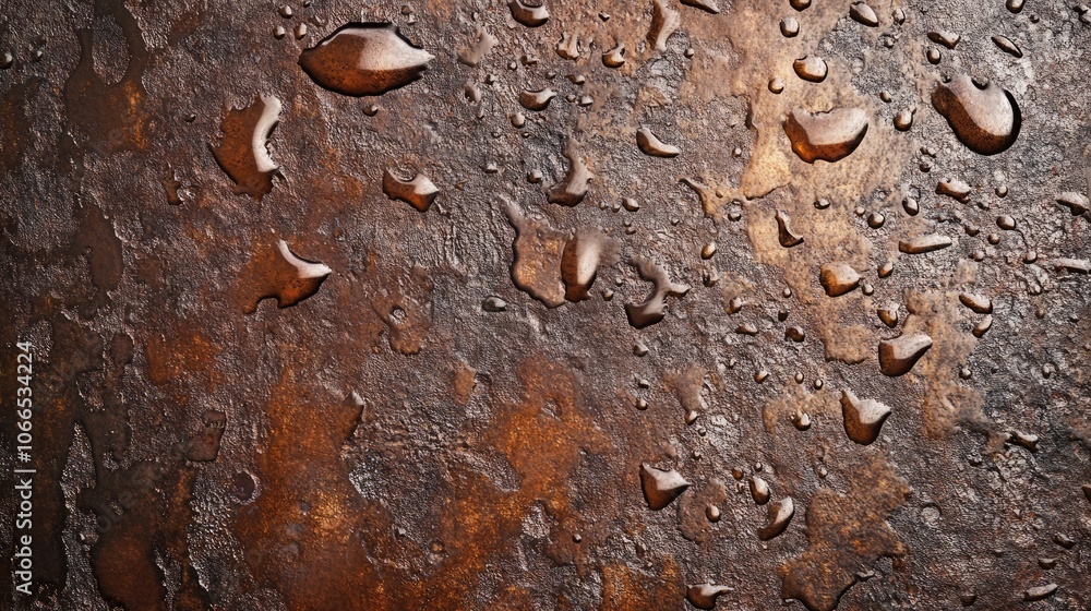 Poster rugged metal surface drenched with water, showcasing a rich texture. the rugged surface highlights i