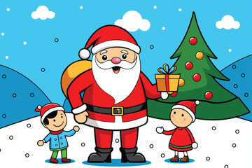 Christmas Cheer in the Woods – Santa and Kids in Wintery Wonderland