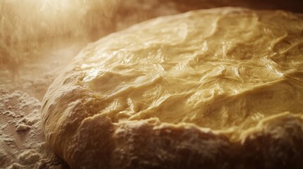Obraz premium Freshly baked homemade bread with fibers, emphasizing the process of dough proofing. This image captures the texture and warmth of freshly baked bread in a relaxed setting, with ample copy space.