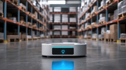 AI-driven robots navigating the warehouse floor, optimizing workflow and increasing productivity