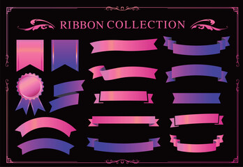 Ribbon decoration design set and antique borders and frames designけ