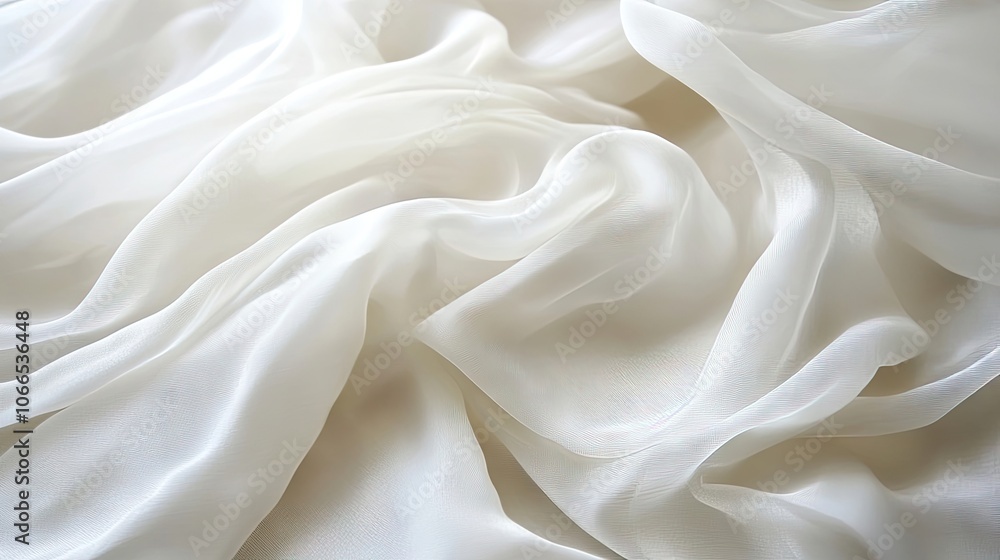 Poster elegant white silk fabric background with a soft flow and graceful wave, perfect for adding a touch 