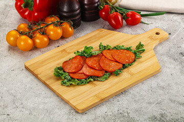 Spanish salami cured chorizo sausage