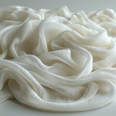 White weightless textile folded in waves. Mocap.