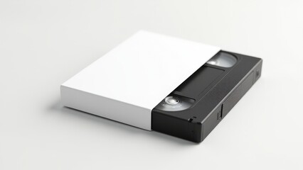 Minimalist VHS cover mockup featuring a blank label area on a partially covered VHS cassette.