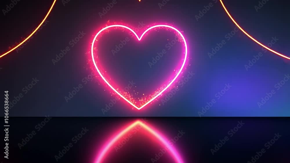 Leinwandbilder neon heart glow: a vibrant and captivating neon heart sign glows brightly against a dark backdrop, c