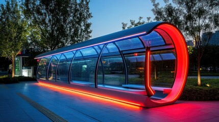 Fototapeta premium Solar-powered bus shelters offering eco-friendly public transport waiting areas