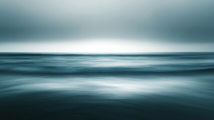 Fototapeta premium Abstract panorama of a surreal seascape captured with a long exposure technique to enhance the night seascape theme, offering a dreamlike quality and ample copy space.