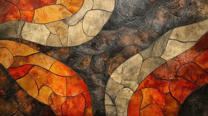 an abstract piece inspired by natural patterns, such as leaf veins, ripples in water, or rock formations. Use organic shapes and earthy colors to evoke a sense of connection to nature.