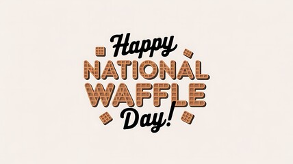 Happy National Waffle Day with Waffle-Shaped Letters