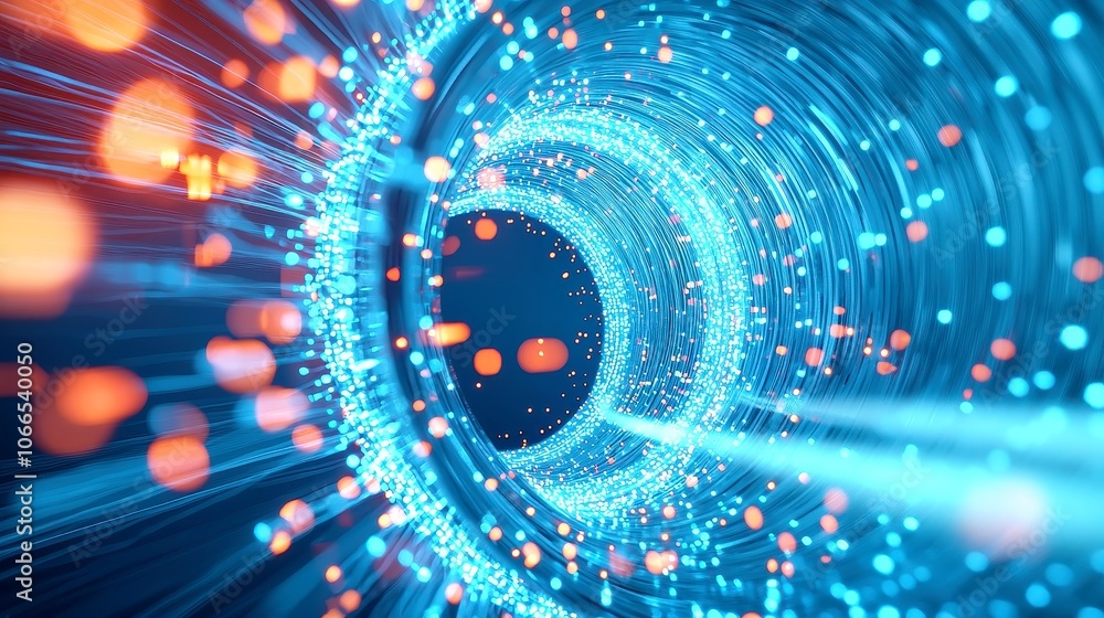 Poster Time Clock Tunnel in Fibers Ring, a mesmerizing circular design featuring intricate fiber patterns, creating a captivating visual loop in a spacious backdrop.