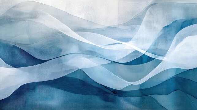 an abstract representation of fluidity, using soft, flowing lines and organic shapes that mimic the movement of water or air. Incorporate a soothing color palette to evoke calmness.