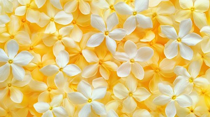 Yellow Jasmine flower pattern creates a vibrant background, highlighting the beauty of Leptodermis oblonga. This yellow jasmine flower pattern offers ample copy space for design needs.
