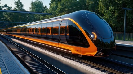 Fototapeta premium Hydrogen-powered trains providing clean, high-speed public transport solutions