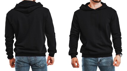 Isolated man wearing black sweatshirt, design space