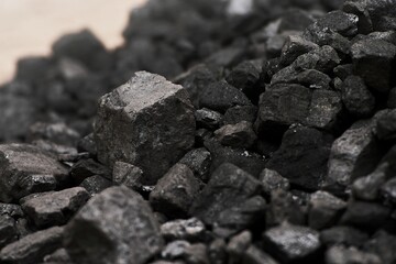 Closeup of Black Coal Rocks