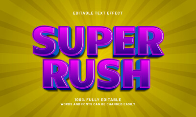 Obraz premium super rush editable text effects with a game and kids theme