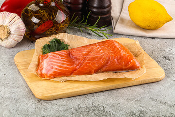 Piece of cut salmon fillet