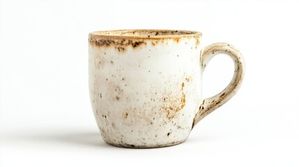 A white coffee mug with splash on it, on white background