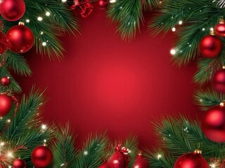 Fototapeta premium christmas tree with red balls