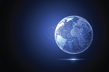 Global network connection. World map point and line composition concept of global business. Vector Illustration