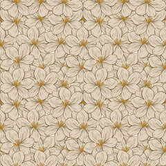 Beige Color Flower Seamless Patterns