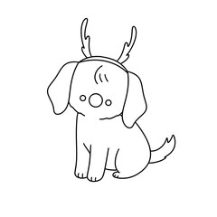 A dog with antlers on its head