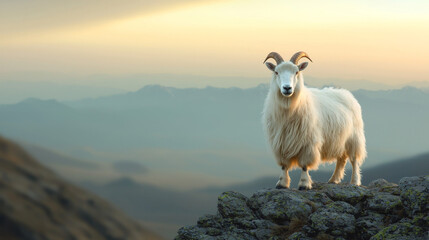 Fototapeta premium On the Edge: Mountain Goat's View of the Alps