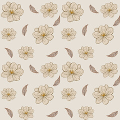 Beige Color Flower Seamless Patterns