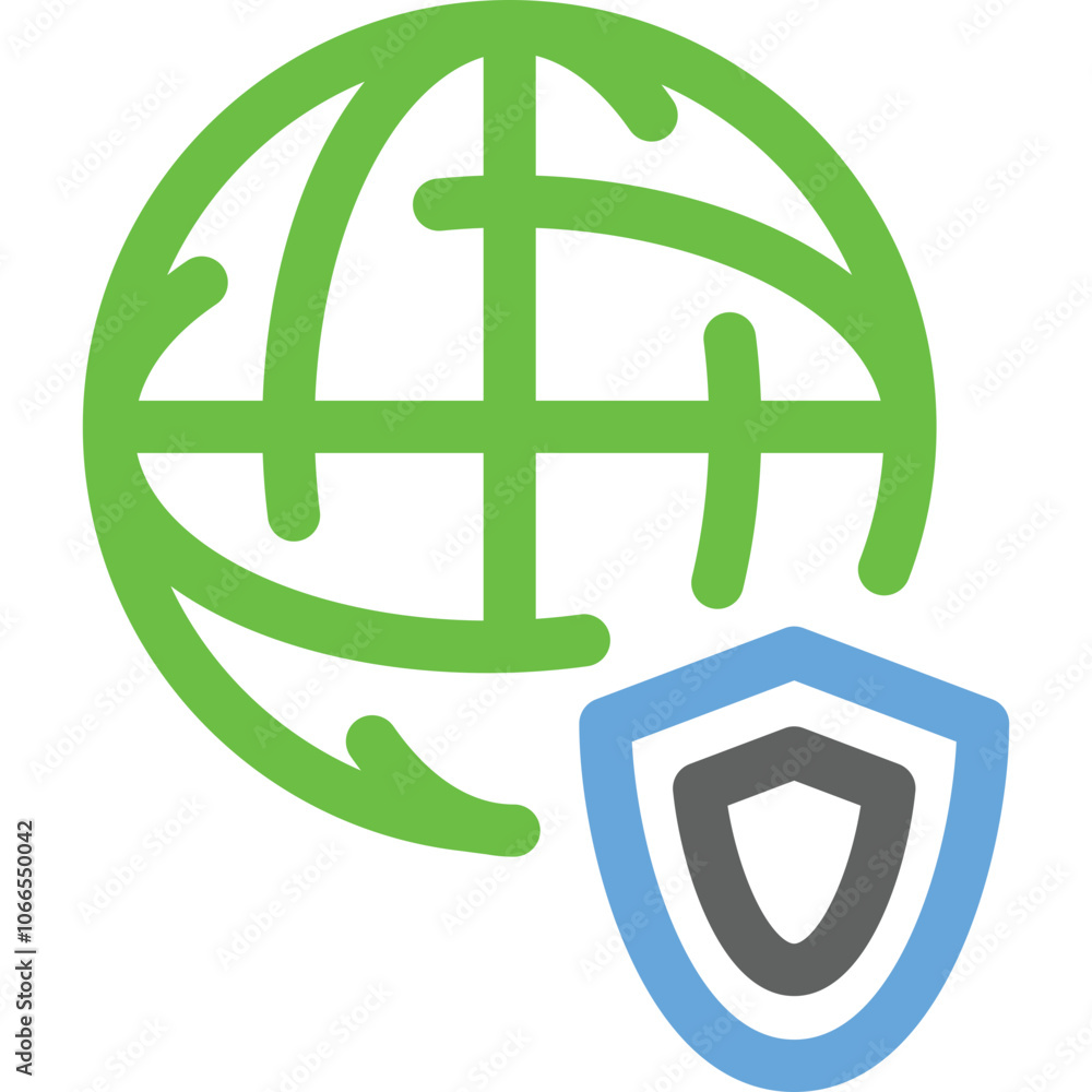 Aufkleber a digital illustration of a globe and shield representing cybersecurity and internet safety in a mod