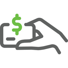 A hand holding a payment card with a dollar sign symbolizing an online transaction in a digital marketplace context