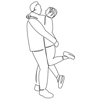 recommend clip art: One continuous single drawing line art flat doodle woman, man, kiss, couple, young, love, beautiful, two, together. Isolated image hand draw contour on a white background, hand drawn, not AI
                    