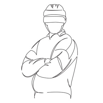 line art hockey player arms crossed clip art preview